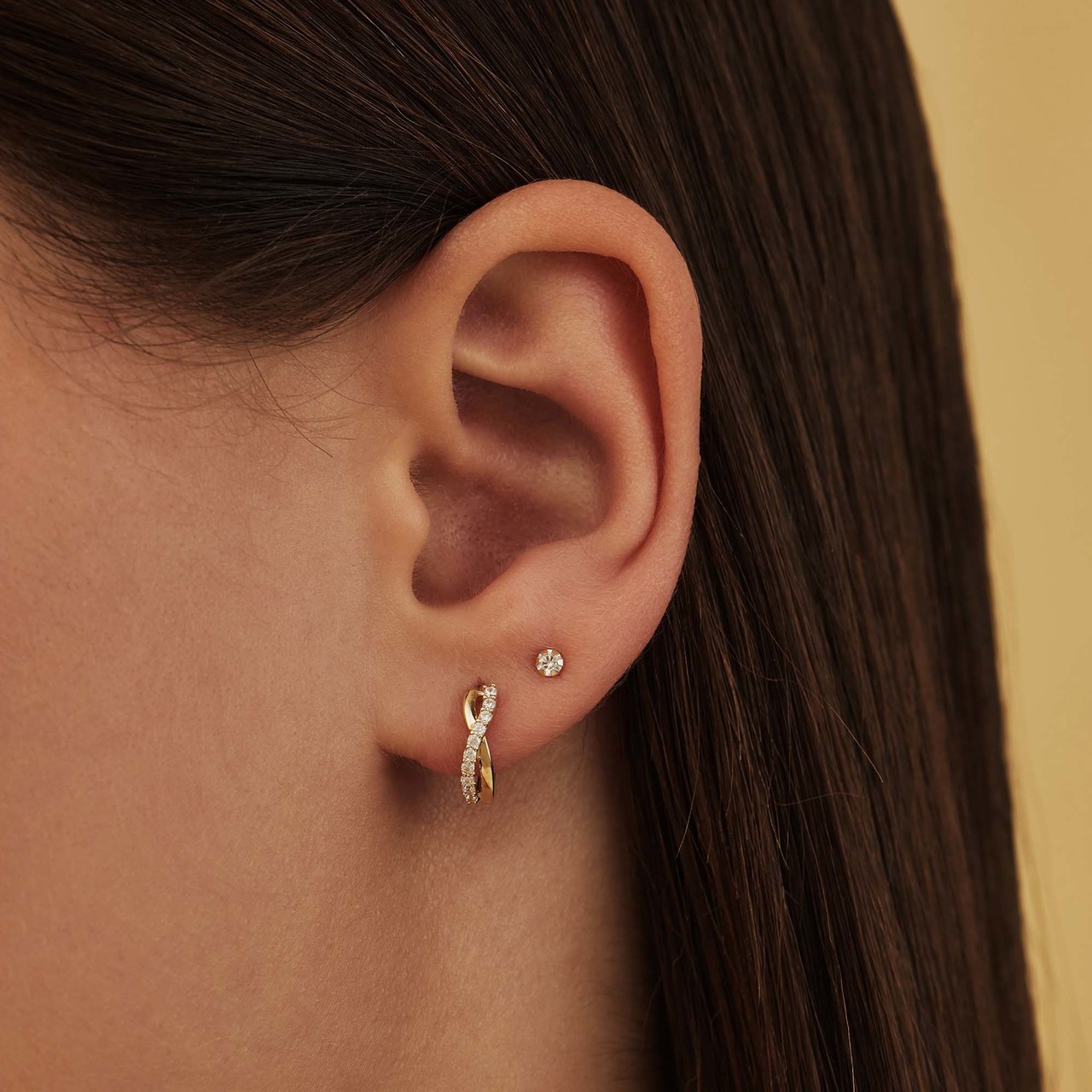 Isabel Bernard Rivoli Esmée 14 karat gold hoop earrings with zirconia stones