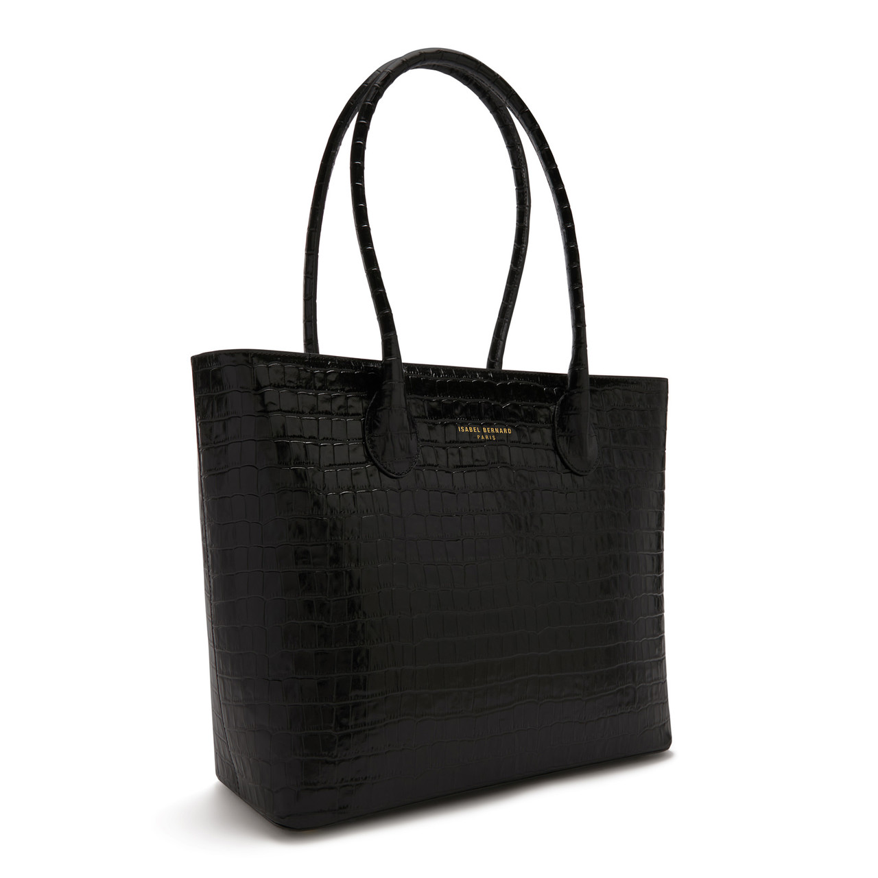 Isabel Bernard Honoré Lysanne croco black calfskin leather shopper
