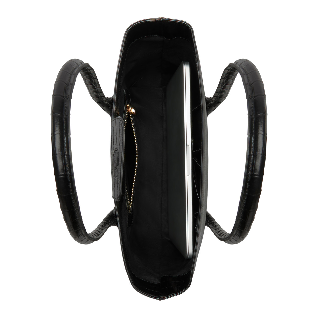 Isabel Bernard Honoré Lysanne croco black calfskin leather shopper