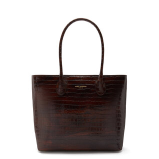 Isabel Bernard Honoré Lysanne bolso shopper croco marrón de cuero vacuno