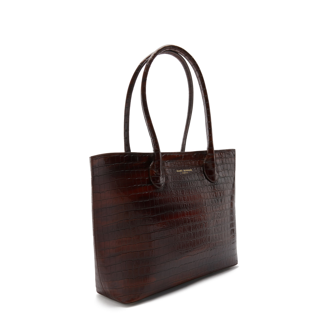 Isabel Bernard - sac cabas en cuir de veau marron croco IB25025