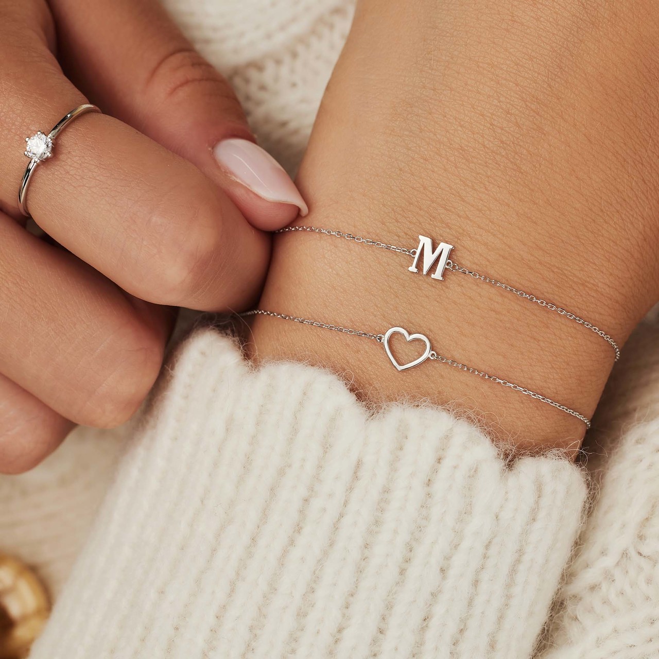White gold hotsell initial bracelet