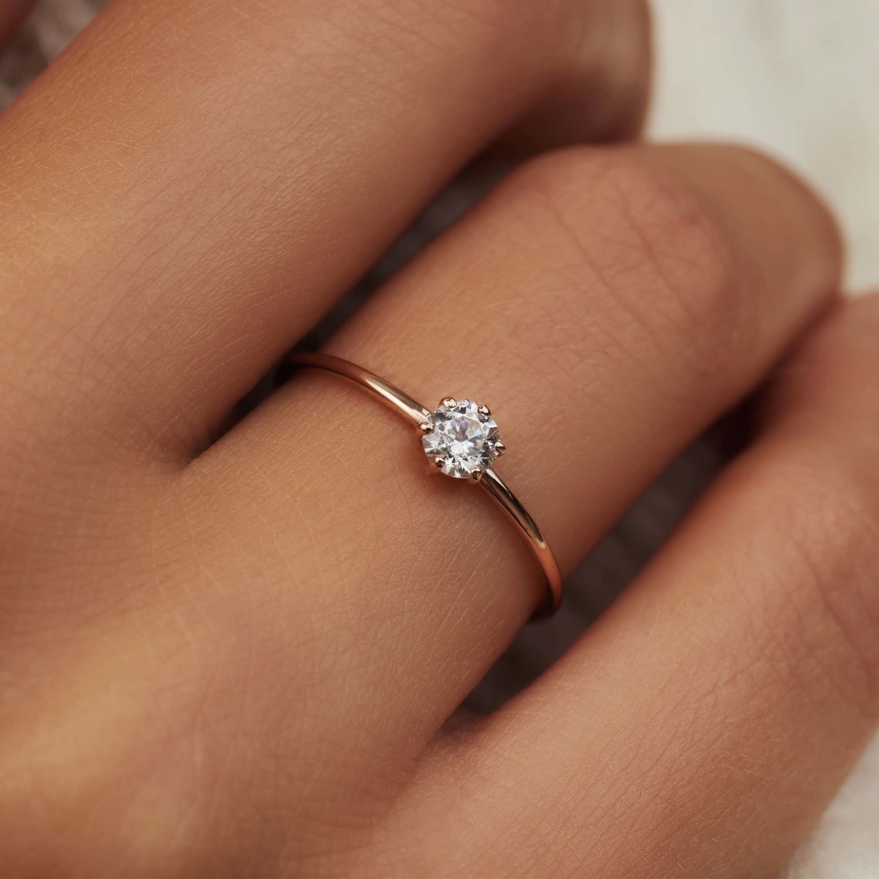 Isabel Bernard La Concorde Abelle 14 karat rose gold ring with zirconia stone