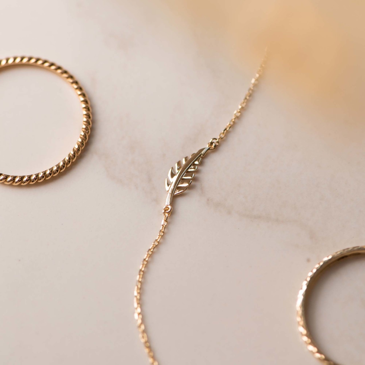 Isabel Bernard Monceau Giselle 14 karat gold bracelet with feather