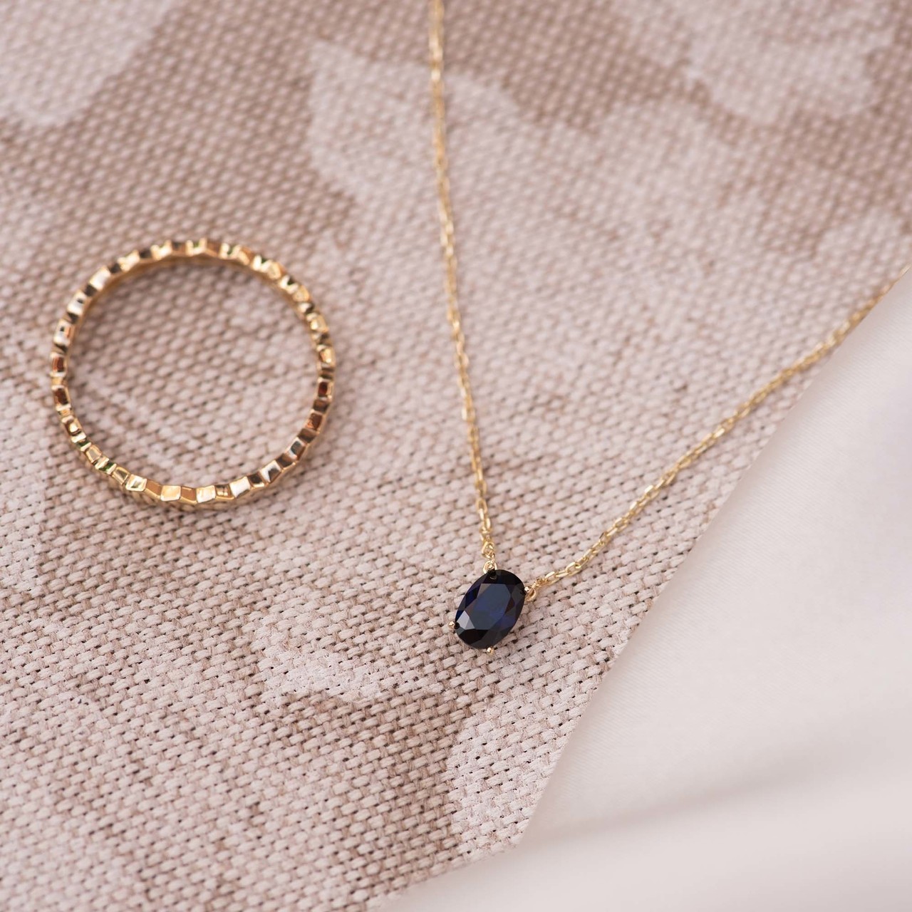 Isabel Bernard Baguette Nila 14 karat gold necklace with blue zirconia stone