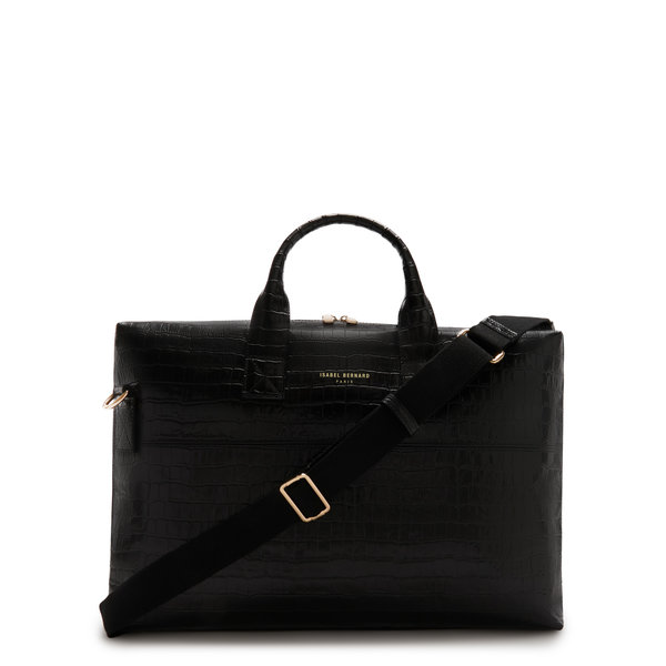 Isabel Bernard Honoré Anique croco black calfskin leather handbag