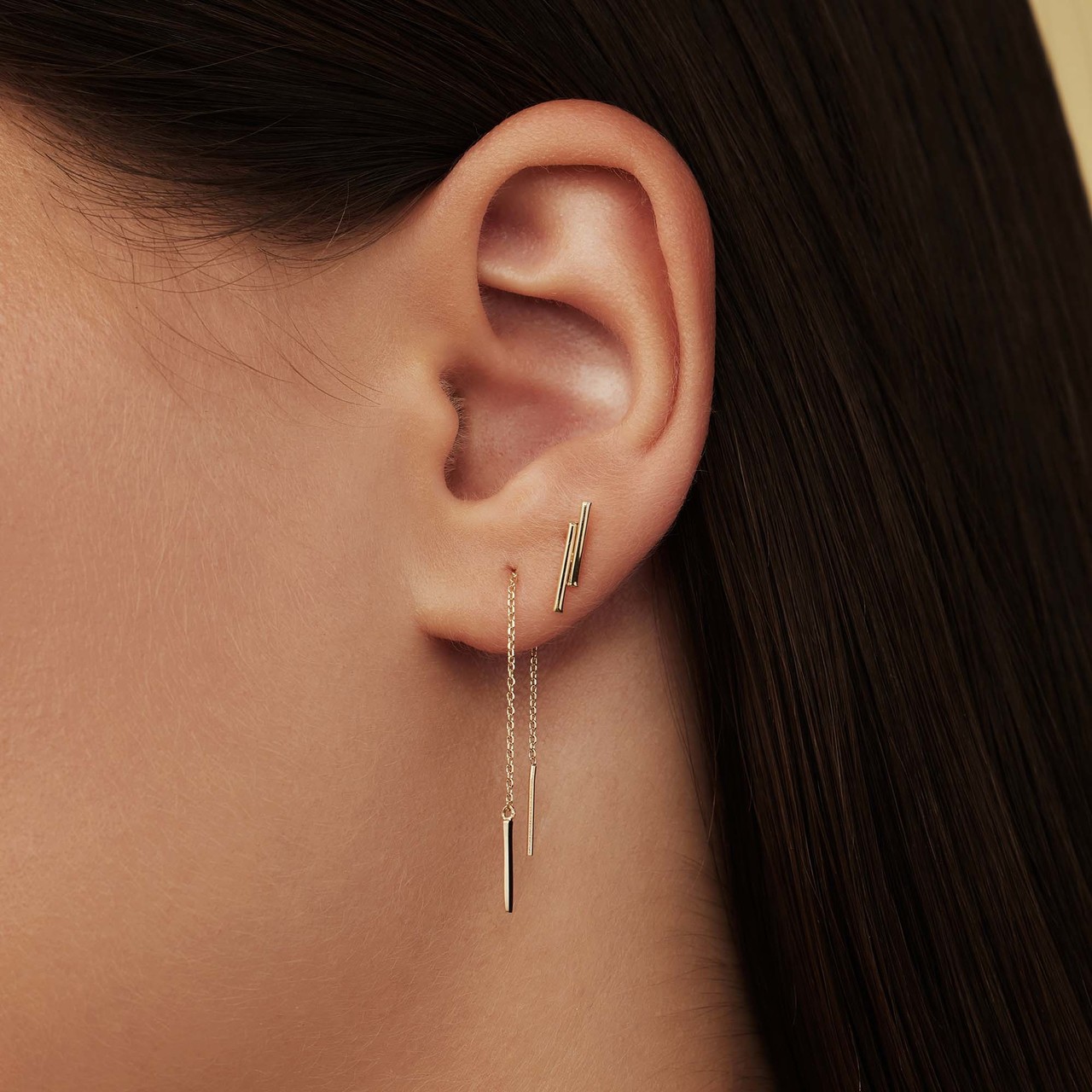 Isabel Bernard Monceau Jade 14 karat gold ear studs with rods