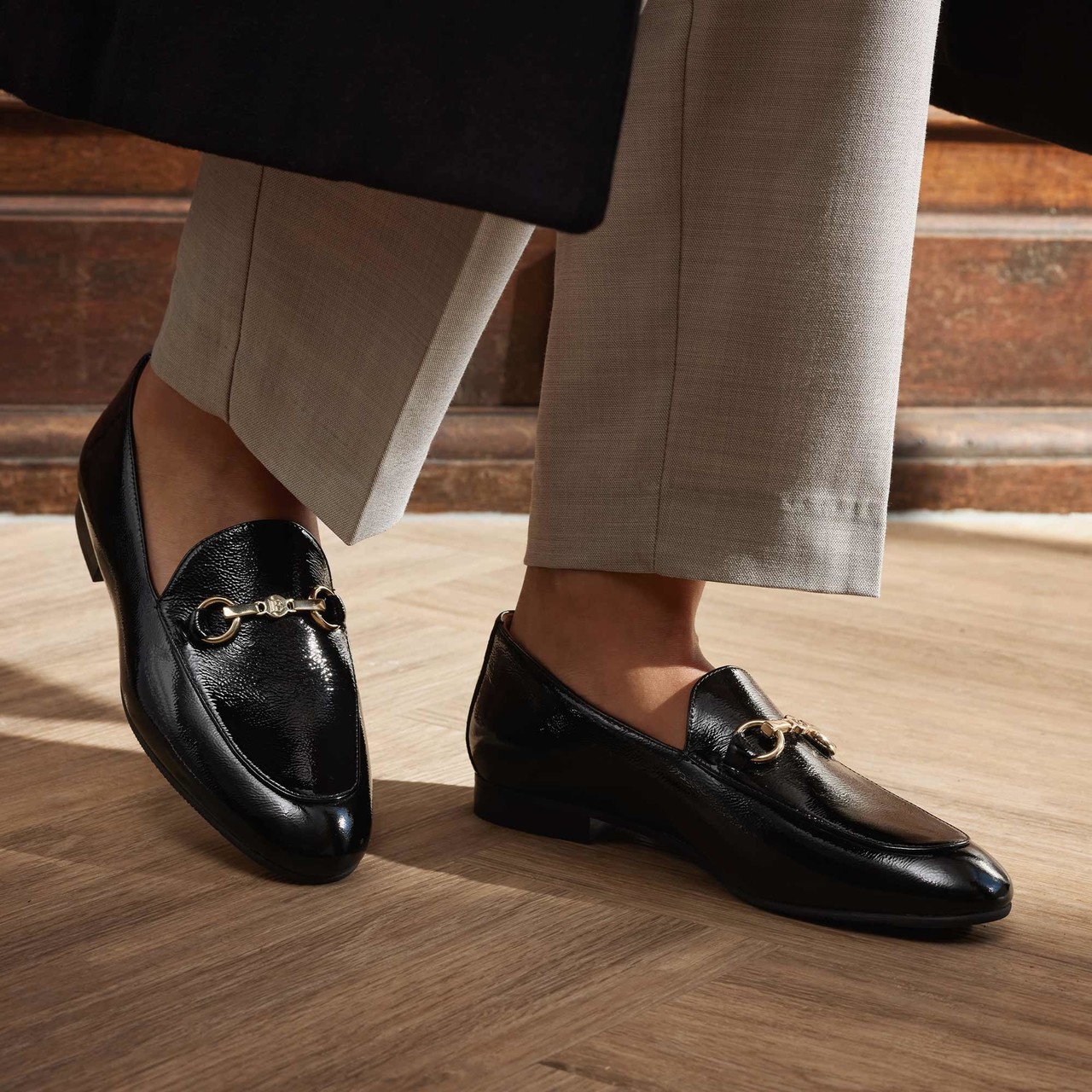 Isabel Bernard Vendôme Fleur black calfskin patent leather loafers