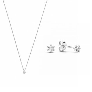 Isabel Bernard Cadeau d'Isabel set de regalo collar y pendientes de broquel de oro blanco de 14 quilates | diamante 0.30 ct