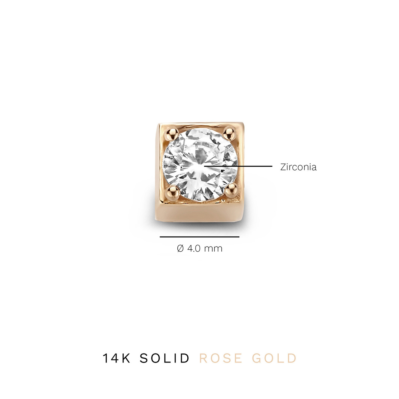 Isabel Bernard La Concorde Felie 14 karat rose gold cube charm with zirconia stone