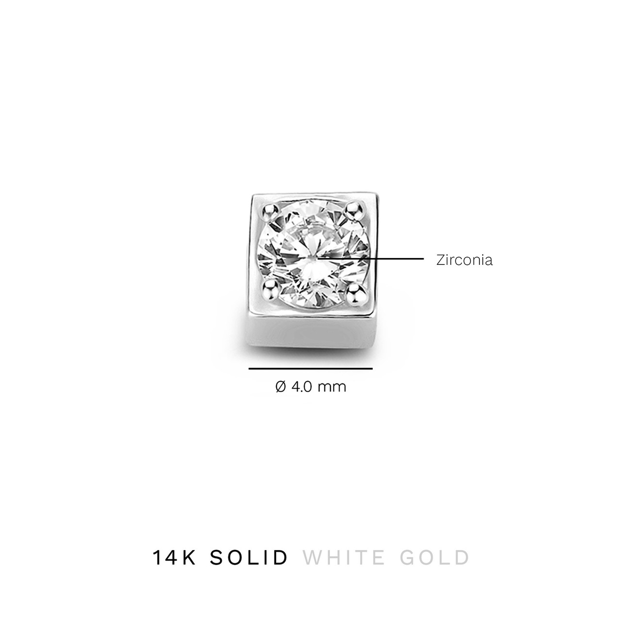 Isabel Bernard Saint Germain Felie 14 karat white gold cube charm with zirconia stone