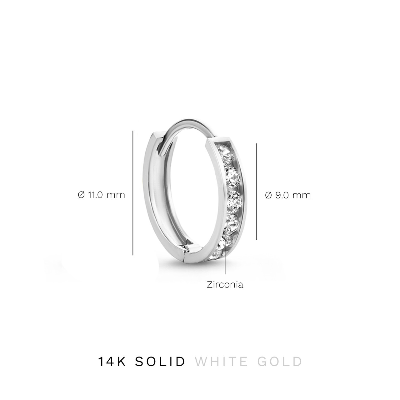 Isabel Bernard Saint Germain Tiphaine 14 karat white gold hoop earrings with zirkonia stones