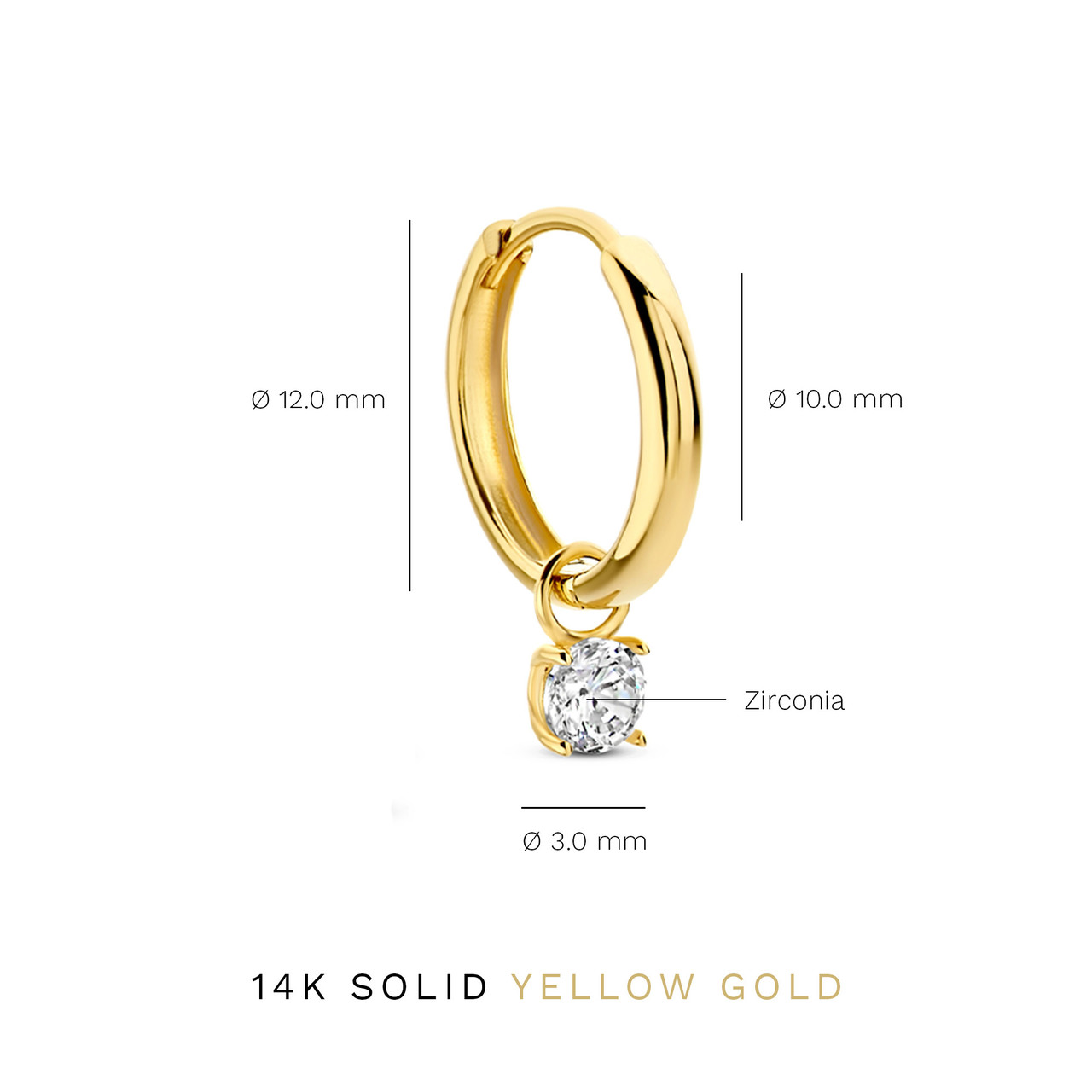 Isabel Bernard Le Marais Ophélie 14 karat gold hoop earrings with zirconia stone