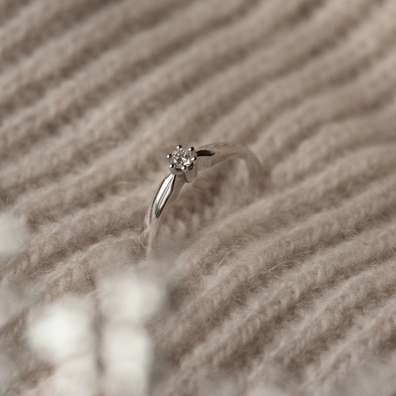 Isabel Bernard De la Paix Sybil 14 karat white gold ring with diamond 0.10 carat