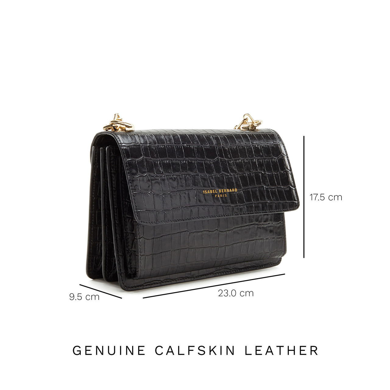 Isabel Bernard Femme Forte Valerie croco black calfskin leather shoulder bag