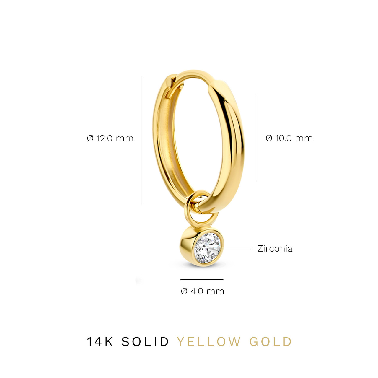 Isabel Bernard Rivoli Aélys 14 karat gold hoop earrings with zirconia stone