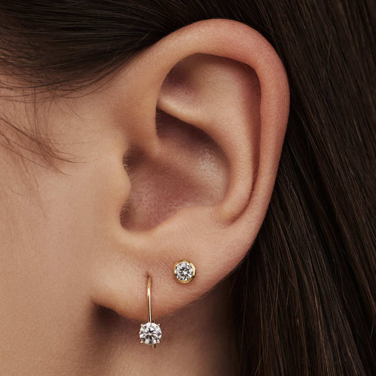 Isabel Bernard Cadeau d'Isabel 14 karat gold earring set with zirconia stones