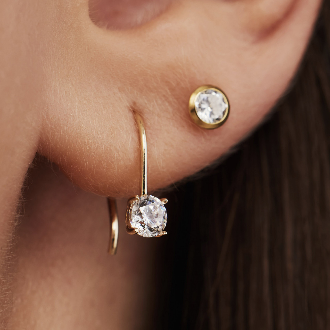 Isabel Bernard Cadeau d'Isabel 14 karat gold earring set with zirconia stones