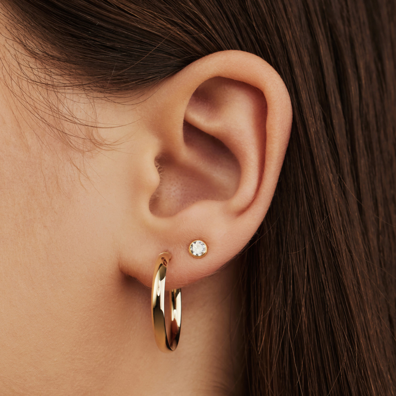 Isabel Bernard Cadeau d'Isabel 14 karat gold earring set with zirconia stones