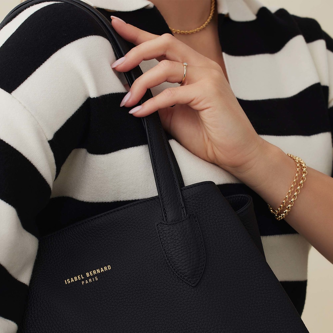 Isabel Bernard Honoré Francine black calfskin leather shopper