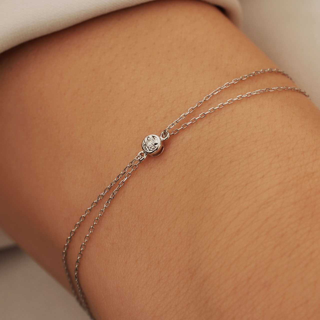 Isabel Bernard De la Paix Inaya 14 karat white gold bracelet with diamond 0.02 carat