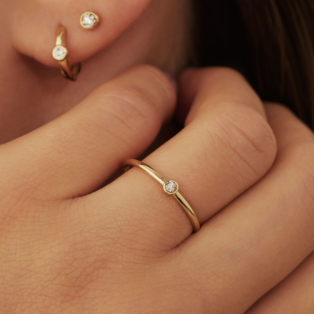 Isabel Bernard De la Paix Inaya 14 karat gold ring with diamond 0.01 carat