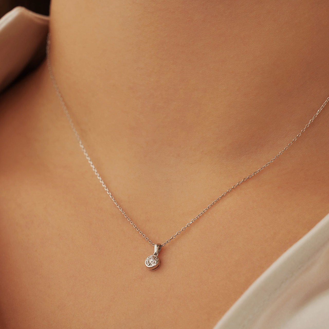 Isabel Bernard De la Paix Inaya 14 karat white gold necklace with diamond 0.03 carat