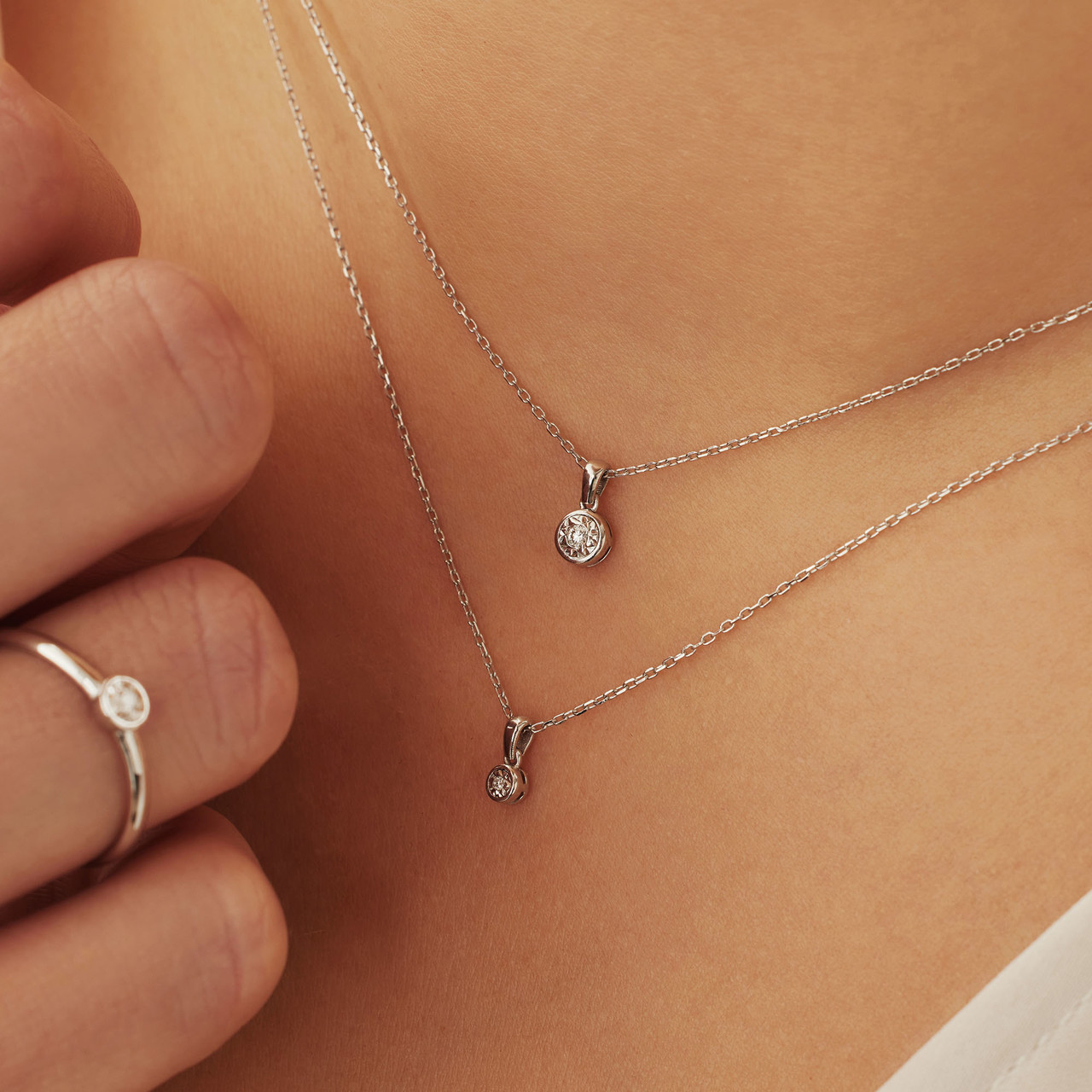 Isabel Bernard De la Paix Inaya 14 karat white gold necklace with diamond 0.03 carat