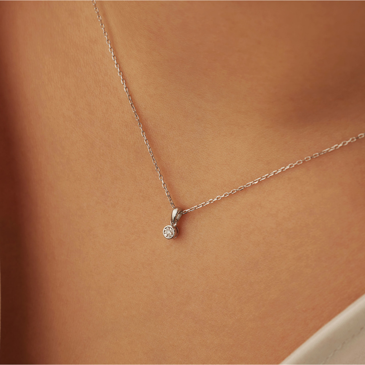 Isabel Bernard De la Paix Inaya 14 karat white gold necklace with diamond 0.01 carat