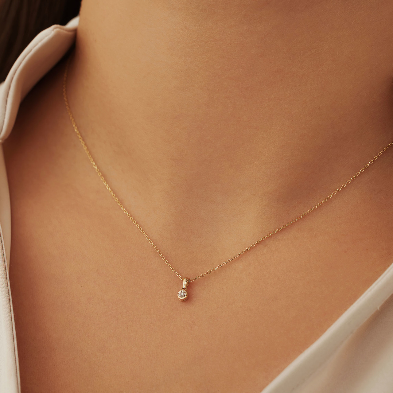 Isabel Bernard De la Paix Inaya 14 karat gold necklace with diamond 0.01 carat