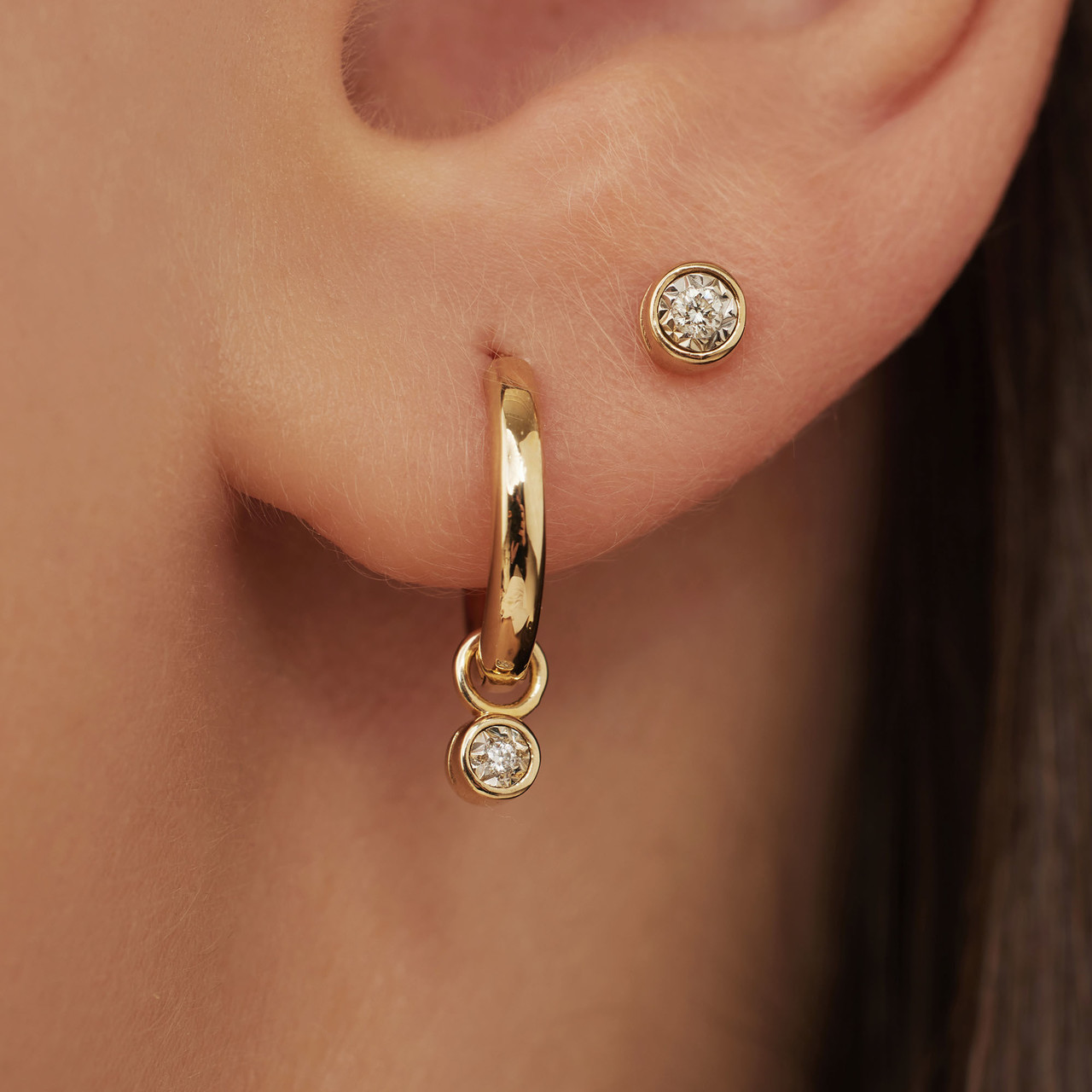 Isabel Bernard De la Paix Inaya 14 karat gold hoop earrings with diamond 0.02 carat