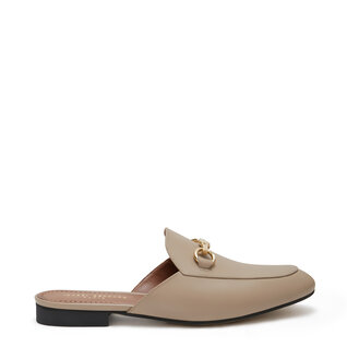 Isabel Bernard Vendôme Fleur taupe calfskin leather backless loafers