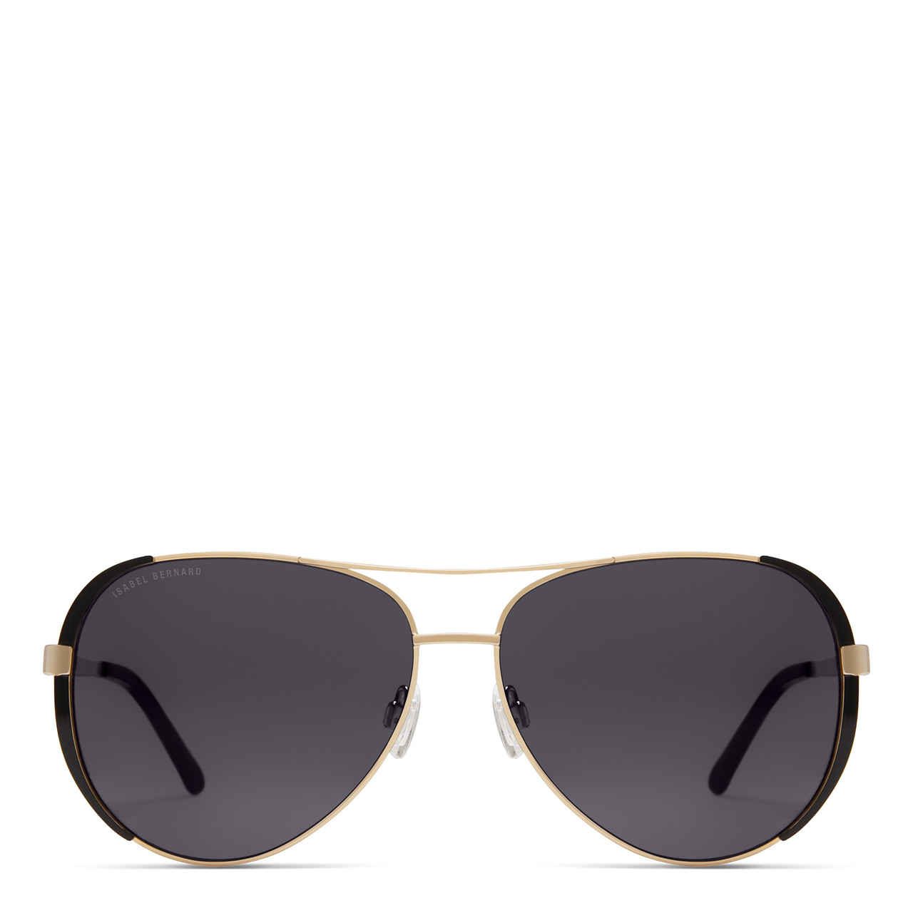 Isabel Bernard La Villette Roxanne gold coloured aviator sunglasses with black lenses