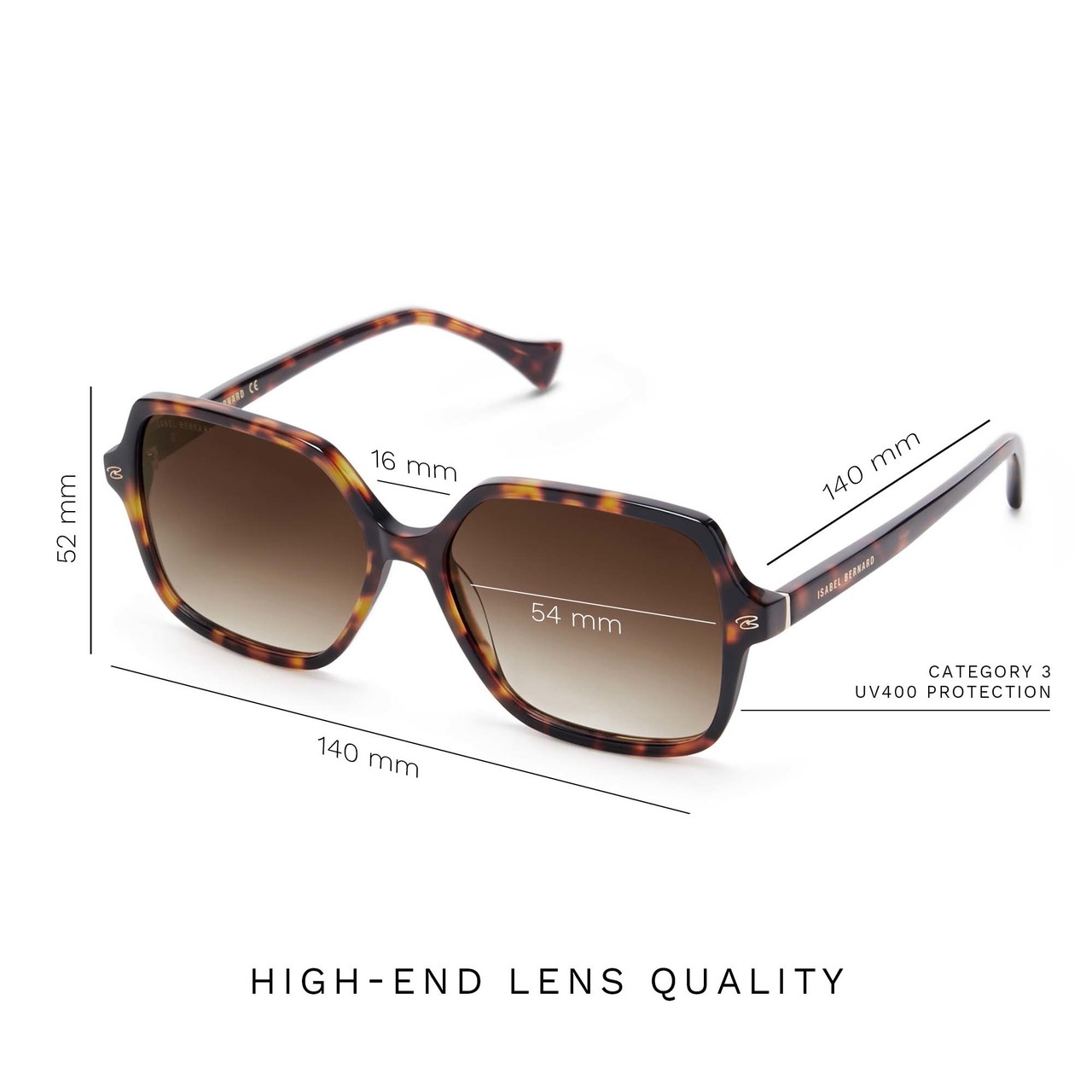 Isabel Bernard La Villette Renate brown tortoise square sunglasses with brown lenses gradient