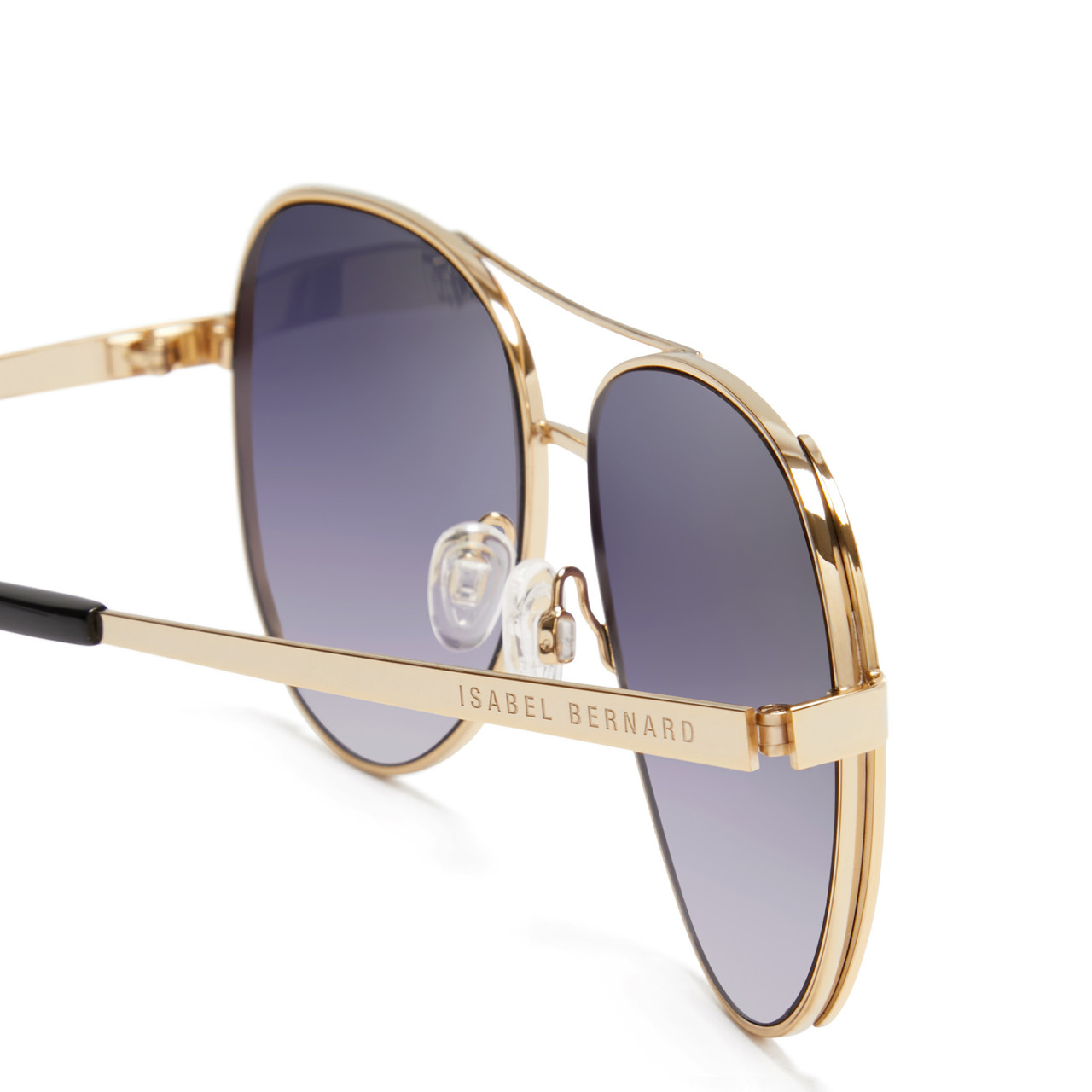 Isabel Bernard La Villette Ruby gold coloured aviator sunglasses with black lenses gradient