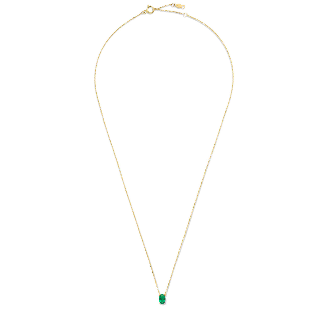 Isabel Bernard Baguette Olivia 14 karat gold necklace with green zirconia stone