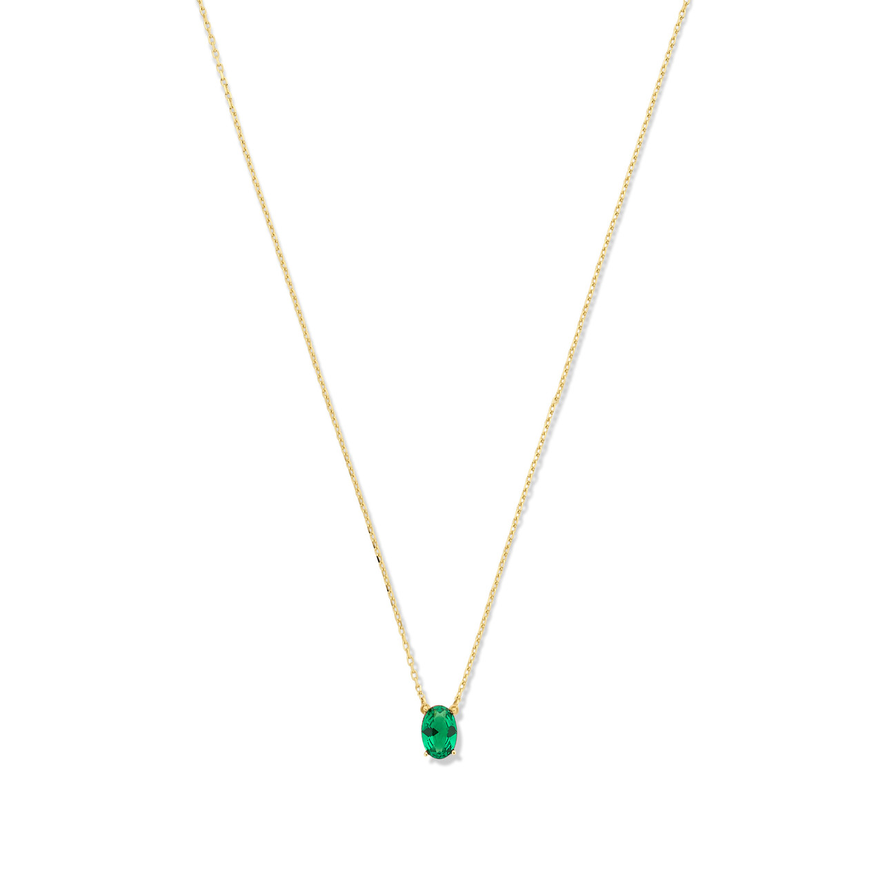 Isabel Bernard Baguette Olivia 14 karat gold necklace with green zirconia stone
