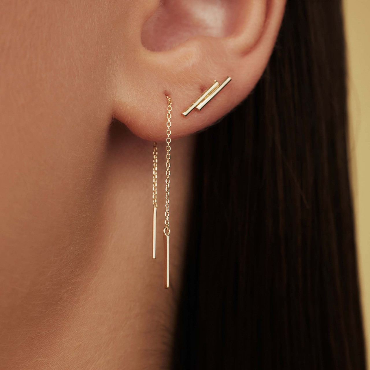 Isabel Bernard Cadeau d'Isabel 14 karat gold earring set with rods