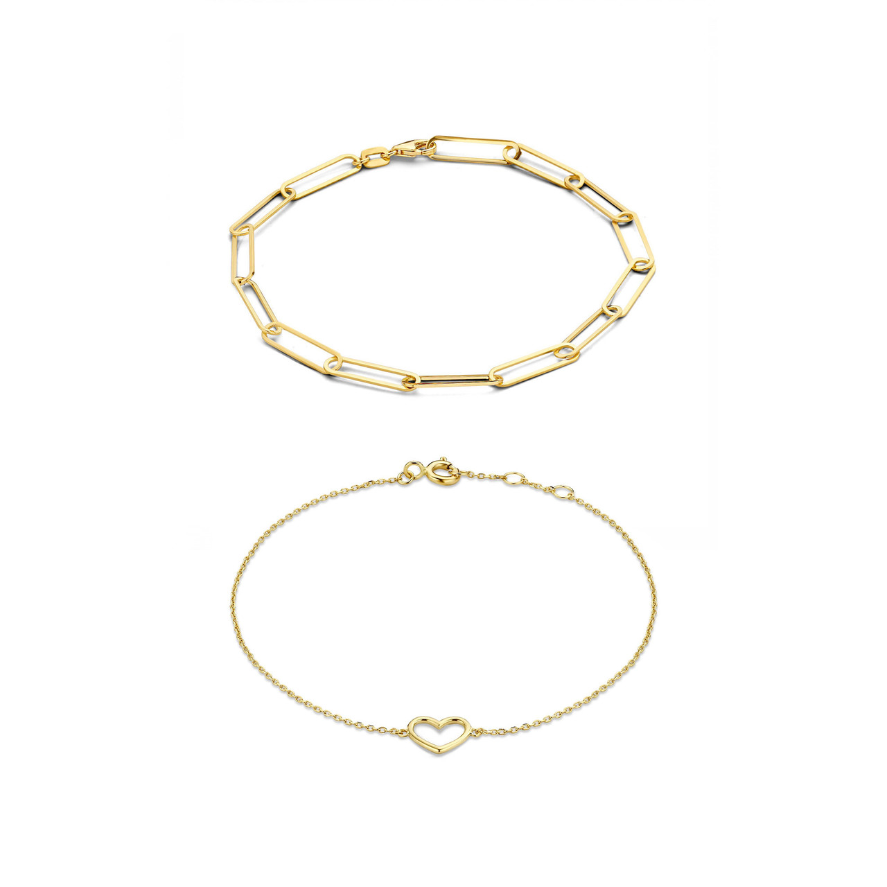 Isabel Bernard Cadeau d'Isabel 14 karat gold bracelets gift set with heart