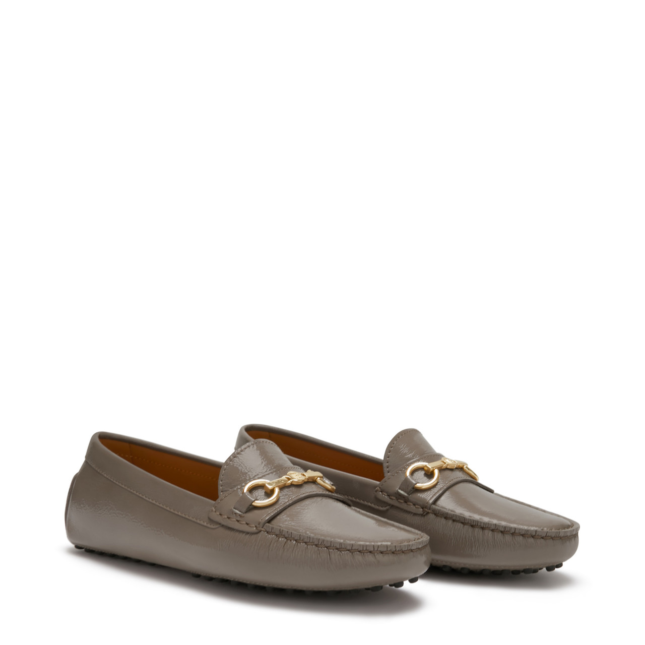 Isabel Bernard Vendôme Marie taupe calfskin patent leather moccasins
