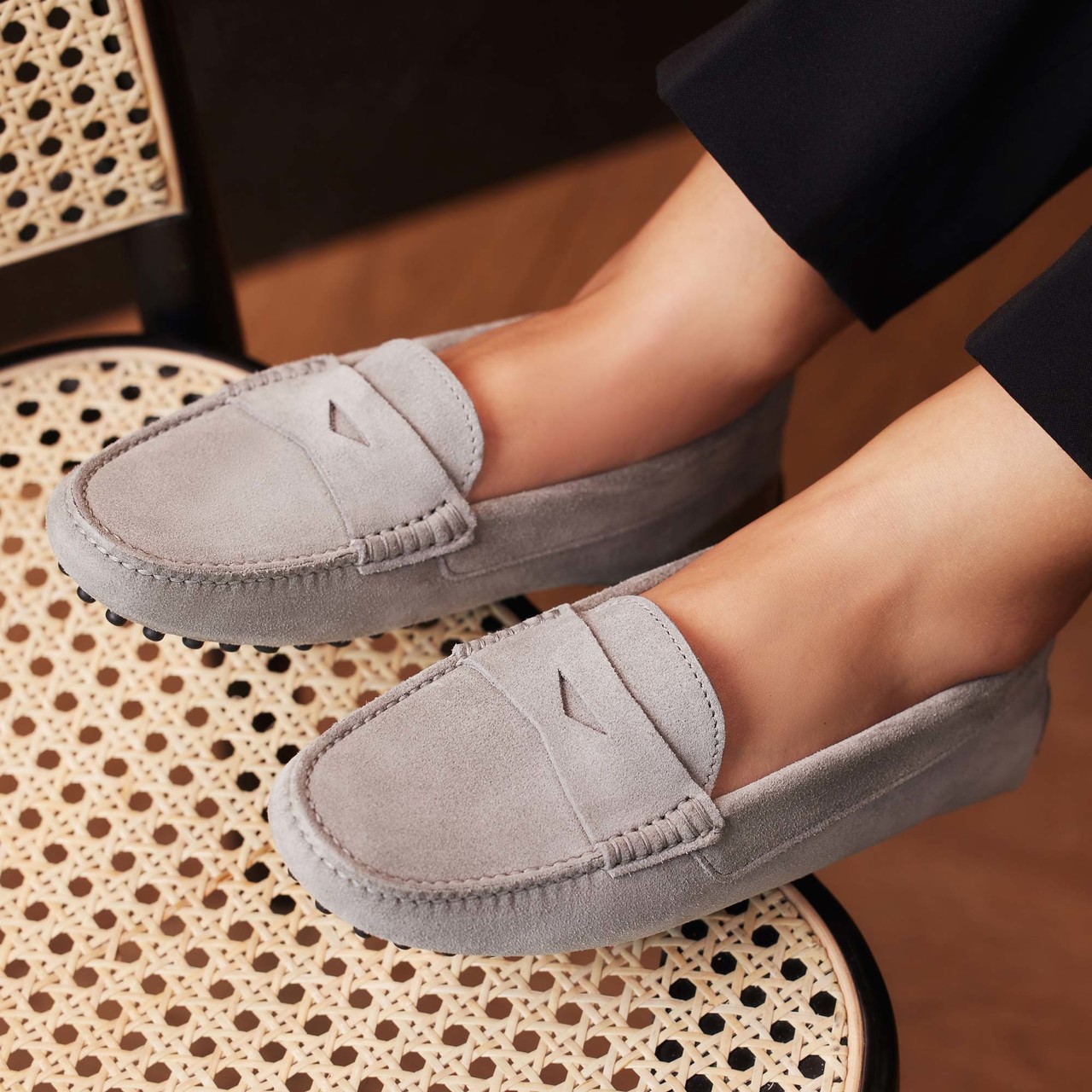 Isabel Bernard Vendôme Marie grey suede moccasins