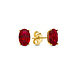 Isabel Bernard Baguette Roux 14 karaat gouden oorknoppen met rode zirkonia steen
