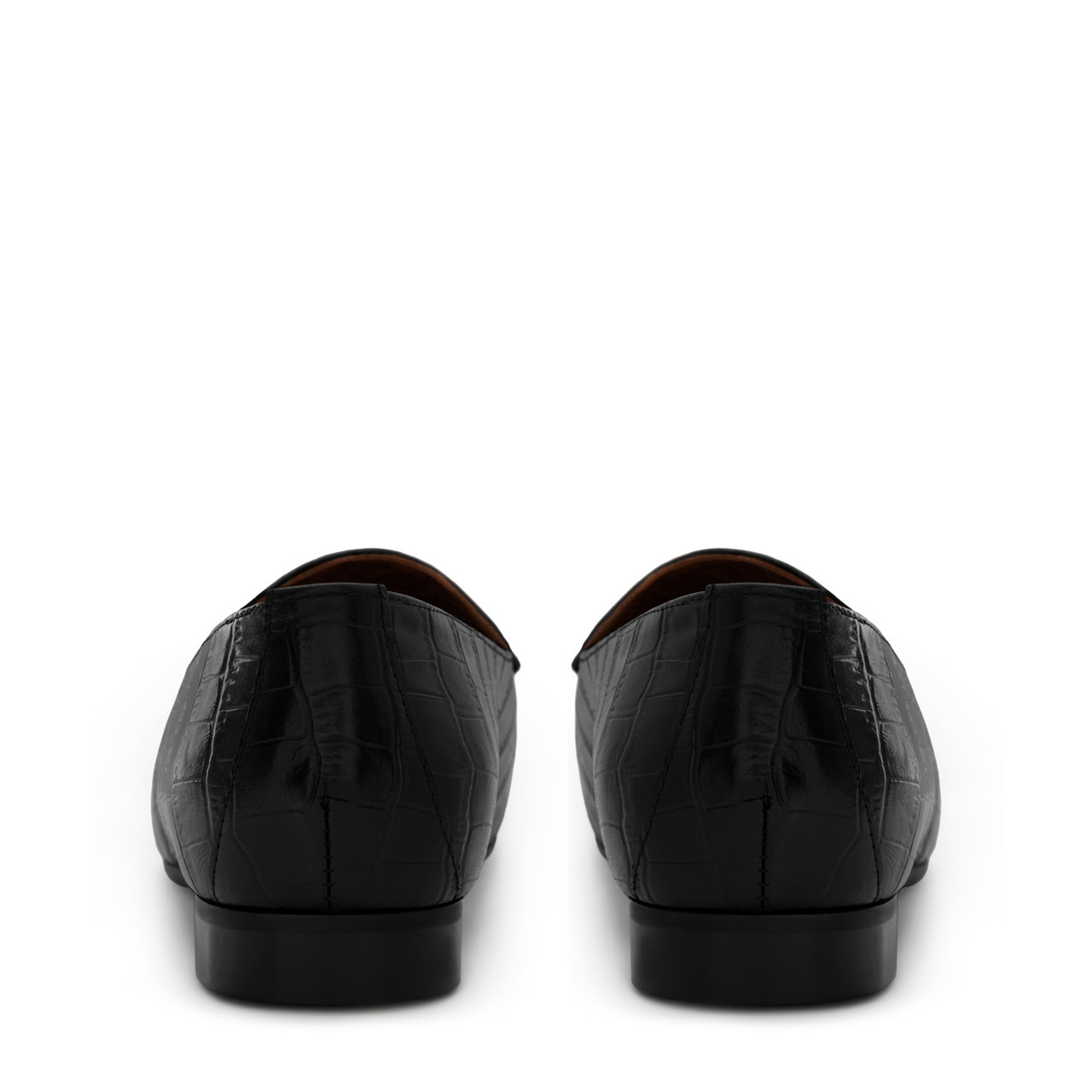 Isabel Bernard Vendôme Fleur croco black calfskin leather loafers