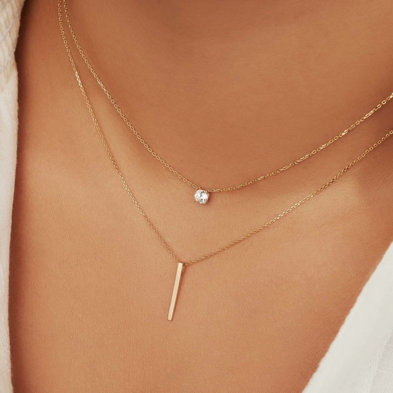 Isabel Bernard Cadeau d'Isabel 14 karat gold necklaces gift set with zirconia stones