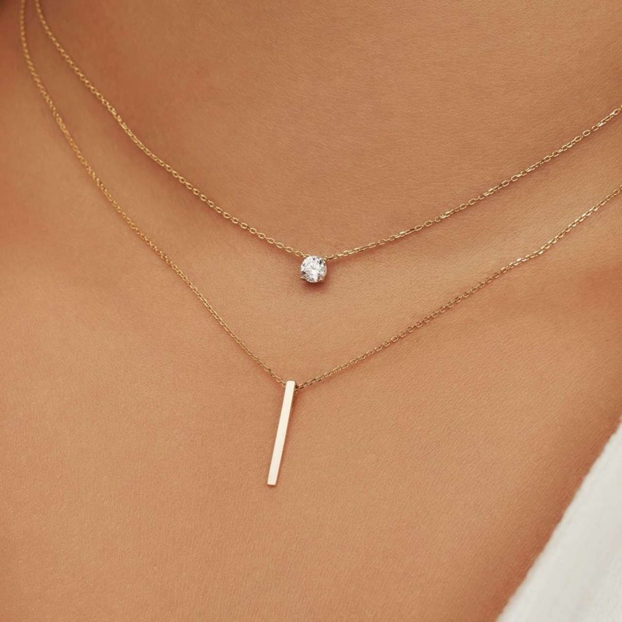 Isabel Bernard Cadeau d'Isabel 14 karat gold necklaces gift set with zirconia stones