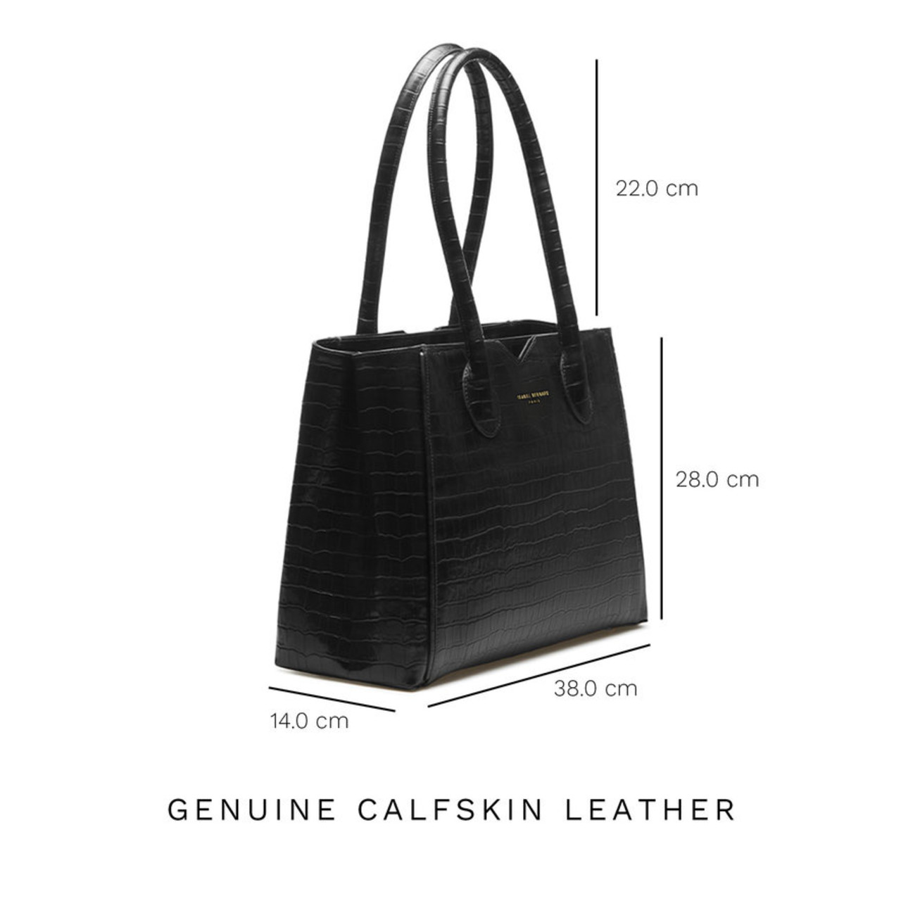 Isabel Bernard Cadeau d'Isabel croco black leather handbag and wallet gift set