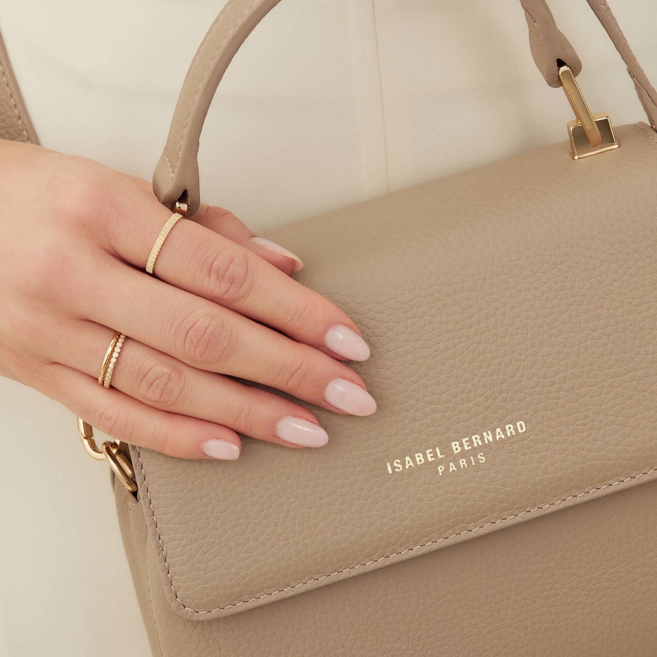 Isabel Bernard Femme Forte Heline taupe calfskin leather handbag