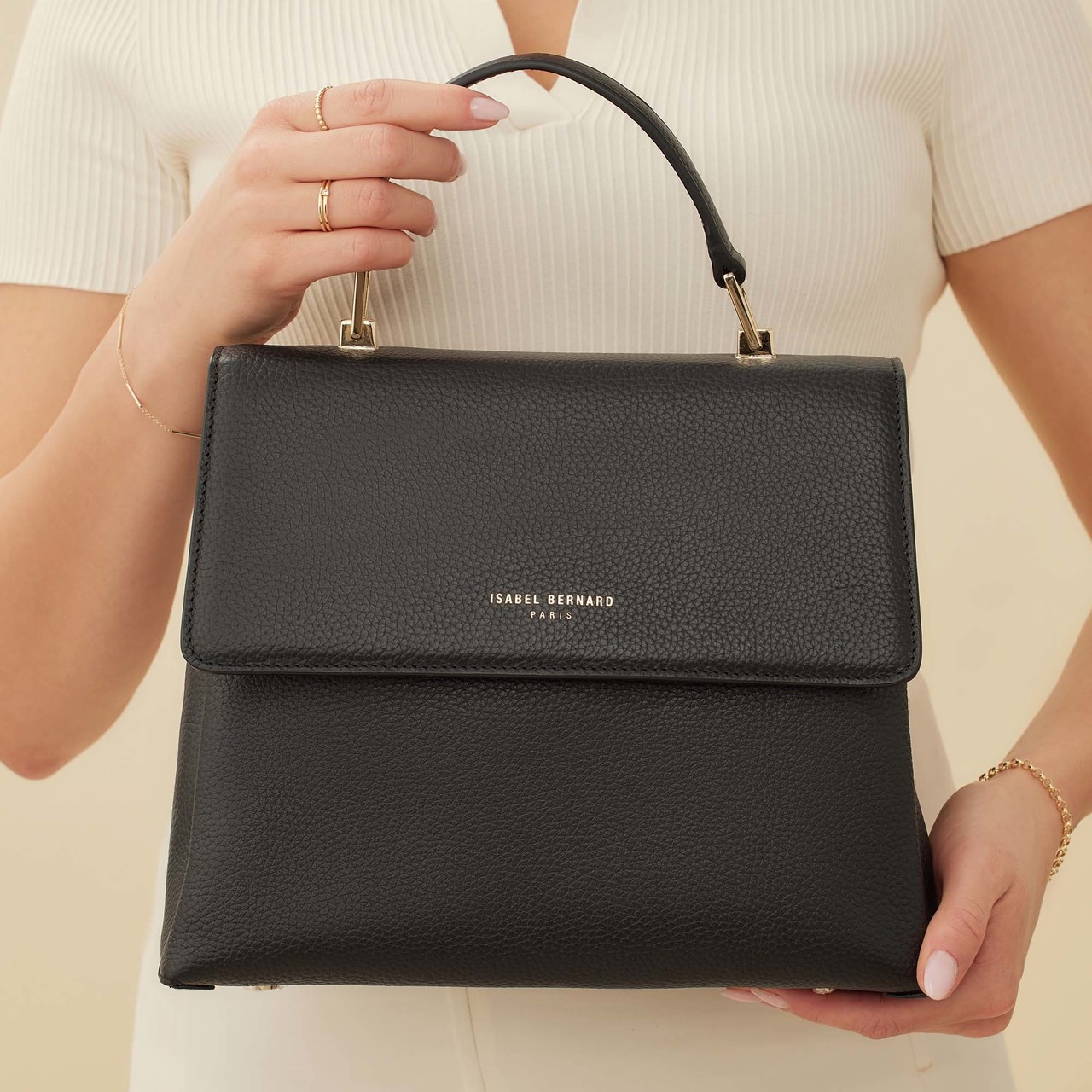 Isabel Bernard Femme Forte Gisel black calfskin leather handbag