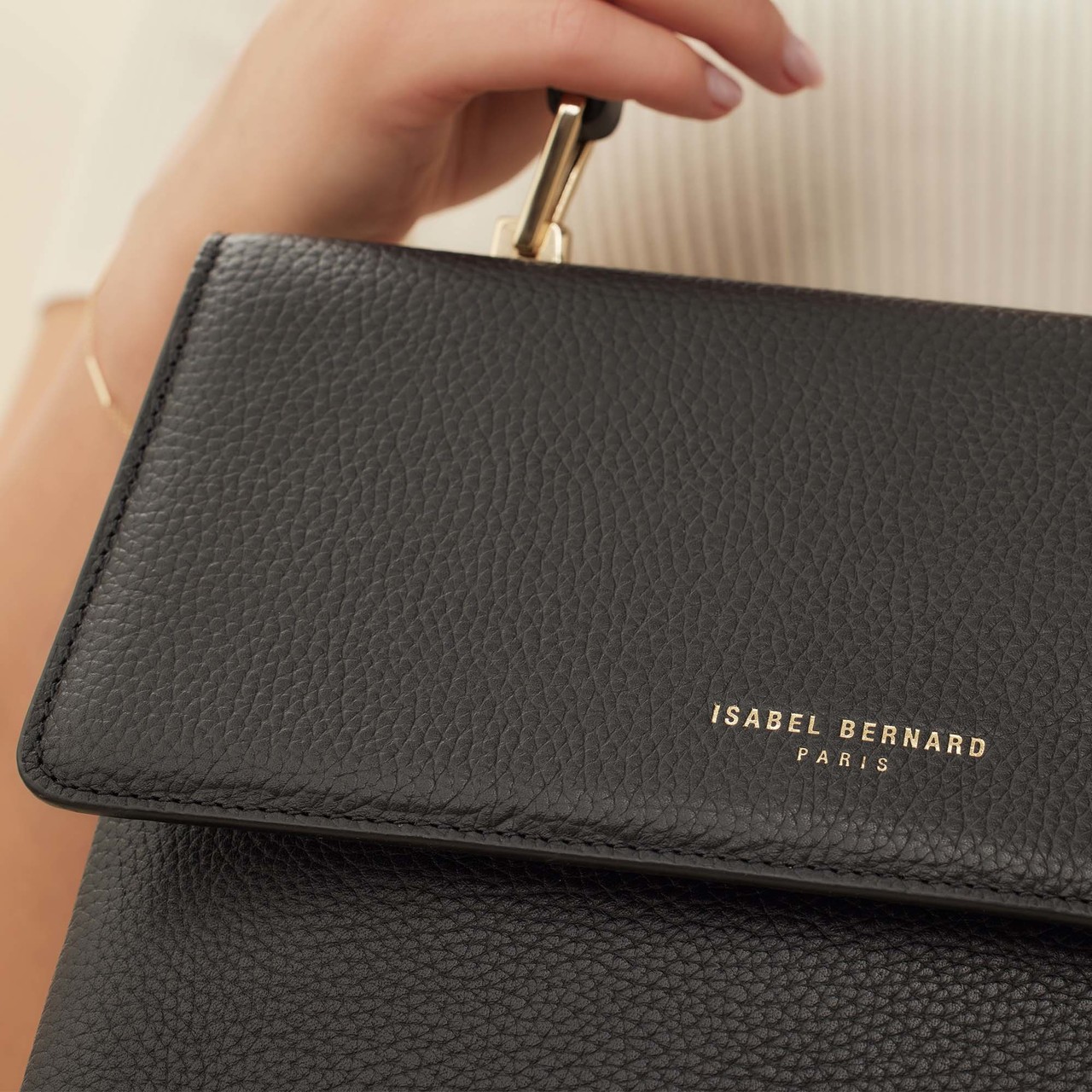 Isabel Bernard Femme Forte Gisel black calfskin leather handbag