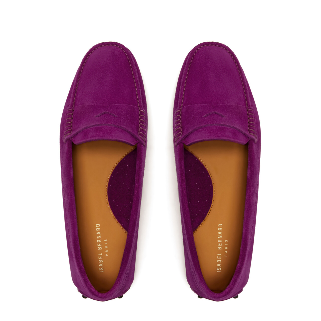 Isabel Bernard Vendôme Marie fuchsia suede moccasins